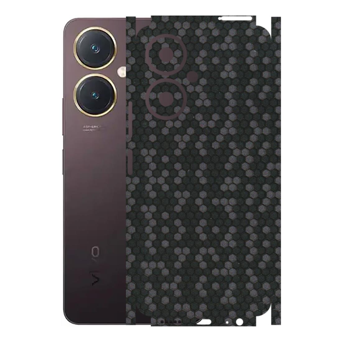 VIVO Y Series Phone Skins (All Models) - Black Grey Honeycomb Sober - 3D Embossed Finish (L-85) Vivo Y27 4G