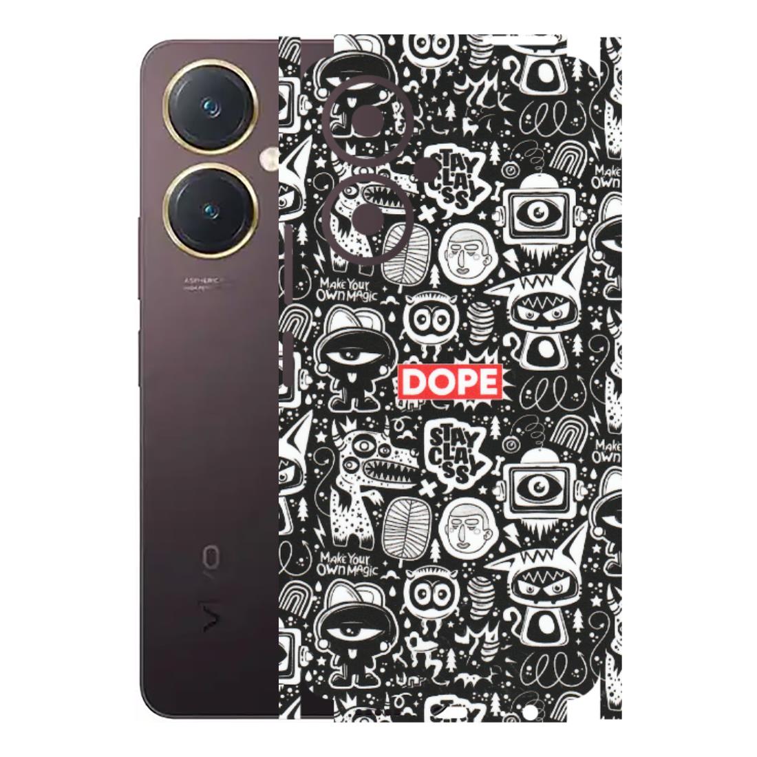 VIVO Y Series Phone Skins (All Models) - Dope Stay Classy Black Doodles - Matte Finish (M-126) Vivo Y27 4G