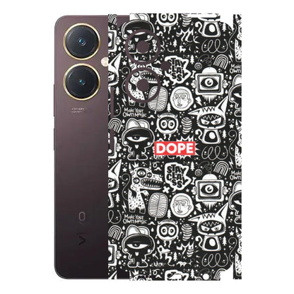 VIVO Y Series Phone Skins (All Models) - Dope Stay Classy Black Doodles - Matte Finish (M-126) Vivo Y27 4G