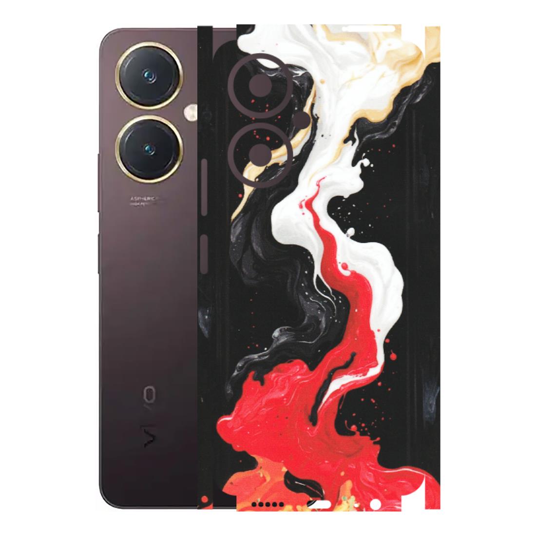 VIVO Y Series Phone Skins (All Models) - Black Red White Paint Splash Fusion - Matte Finish (M-56) Vivo Y27 4G