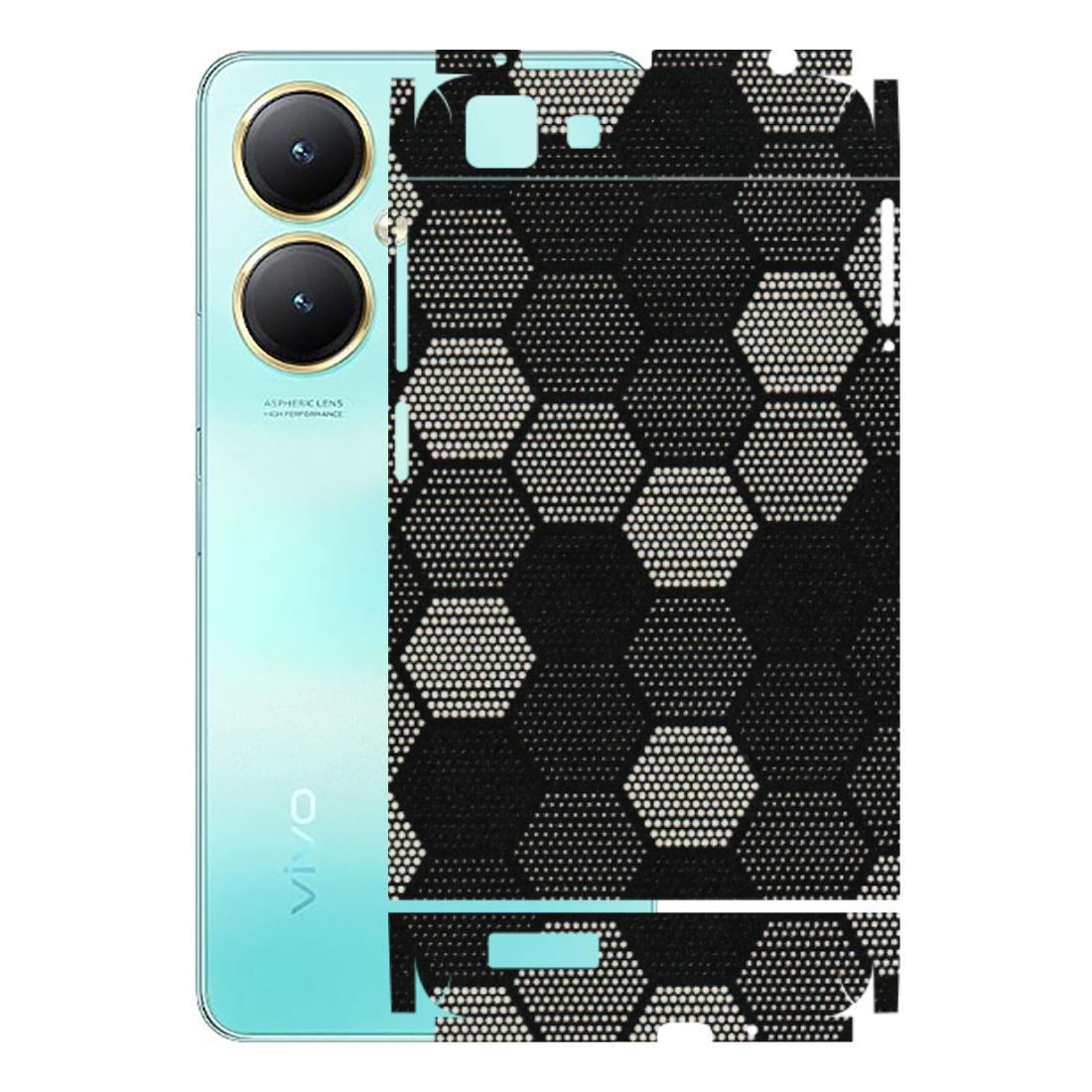 VIVO Y Series Phone Skins (All Models) - Black & White Dotted Honeycomb Texture - 3D Embossed Finish (L-202) Vivo Y27
