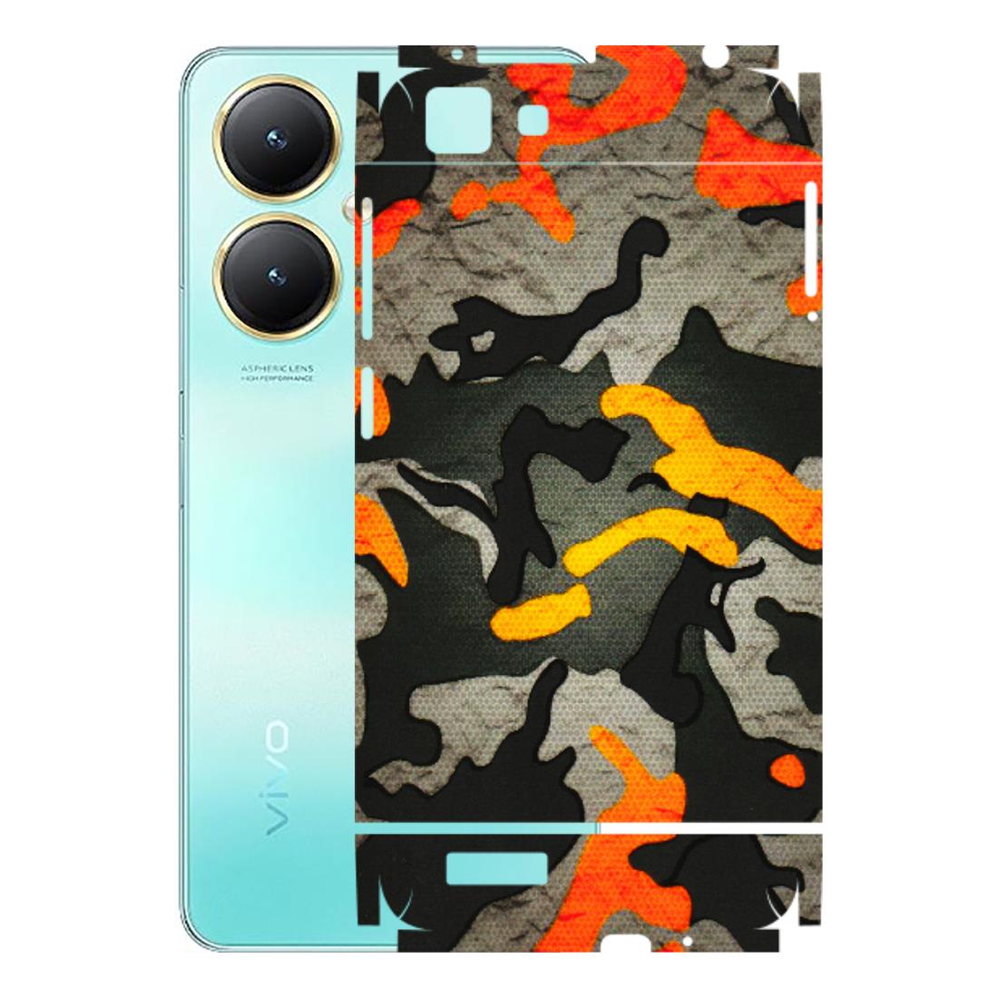 VIVO Y Series Phone Skins (All Models) - Orange Camouflage - 3D Embossed Finish (L-204) Vivo Y27