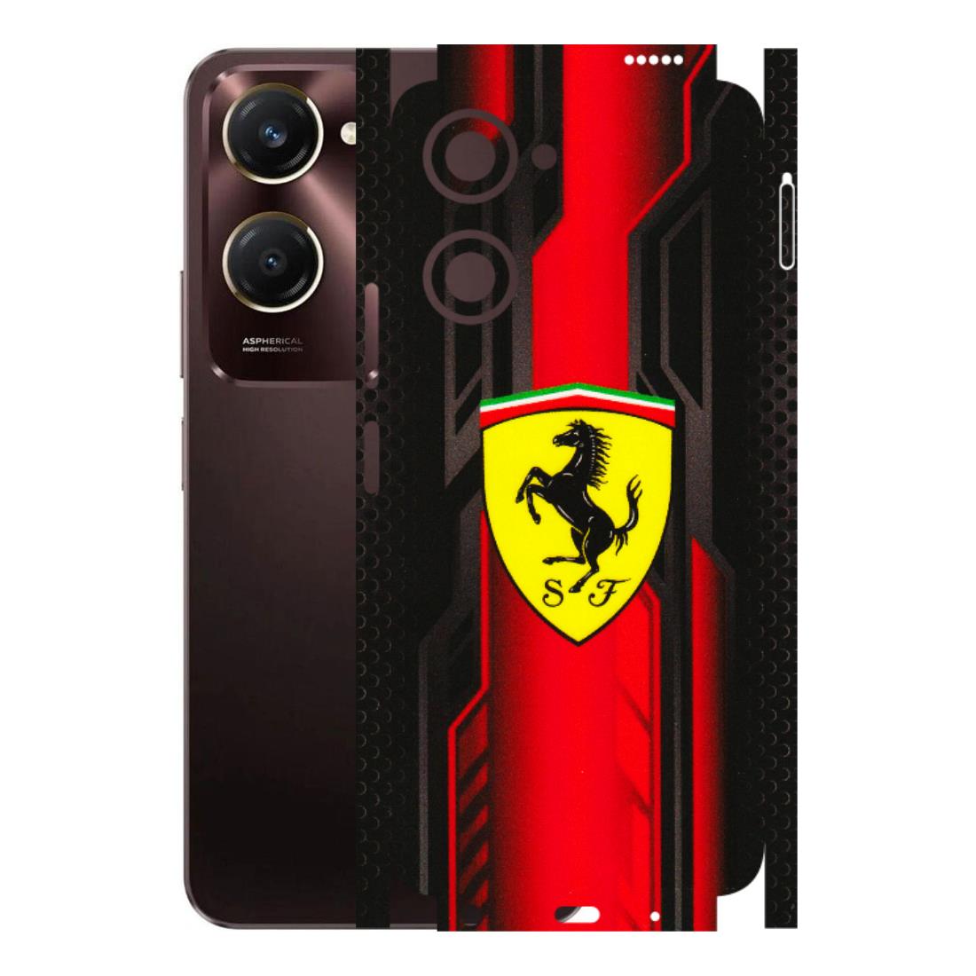VIVO Y Series Phone Skins (All Models) - Black Ferrari Logo - 3D Embossed Finish (L-253) Vivo Y28S (5G)