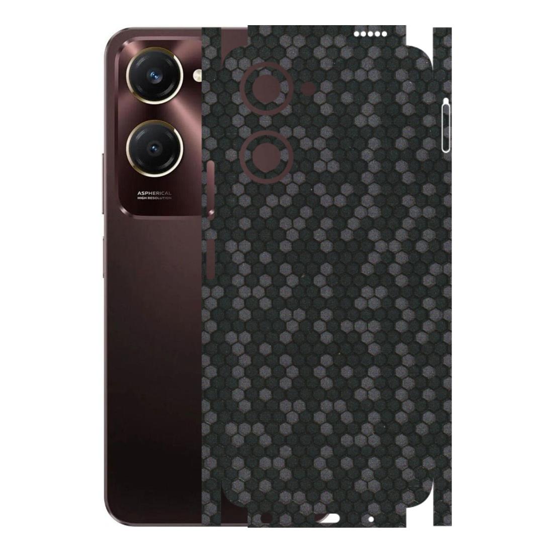 VIVO Y Series Phone Skins (All Models) - Black Grey Honeycomb Sober - 3D Embossed Finish (L-85) Vivo Y28S (5G)