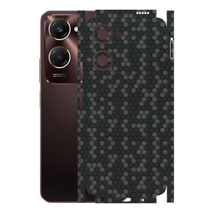 VIVO Y Series Phone Skins (All Models) - Black Grey Honeycomb Sober - 3D Embossed Finish (L-85) Vivo Y28S (5G)