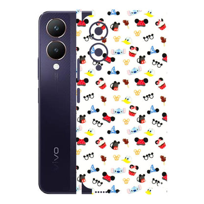 VIVO Y Series Phone Skins (All Models) - Minnie Mouse & Donald Doodles s - 3D Embossed Finish (L-194) Vivo Y28 5G