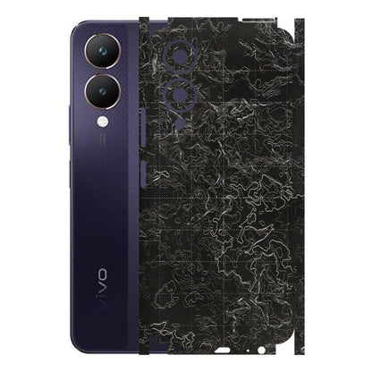 VIVO Y Series Phone Skins (All Models) - Black map Texture - 3D Embossed Finish (L-201) Vivo Y28 5G