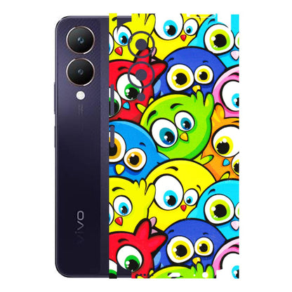 VIVO Y Series Phone Skins (All Models) - Cute Fluffy Birds - 3D Embossed Finish (L-213) Vivo Y28 5G