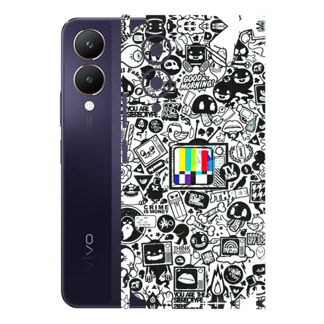 VIVO Y Series Phone Skins (All Models) - Doodles Positive Art - 3D Embossed Finish (L-263) Vivo Y28 5G