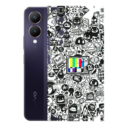 VIVO Y Series Phone Skins (All Models) - Doodles Positive Art - 3D Embossed Finish (L-263) Vivo Y28 5G