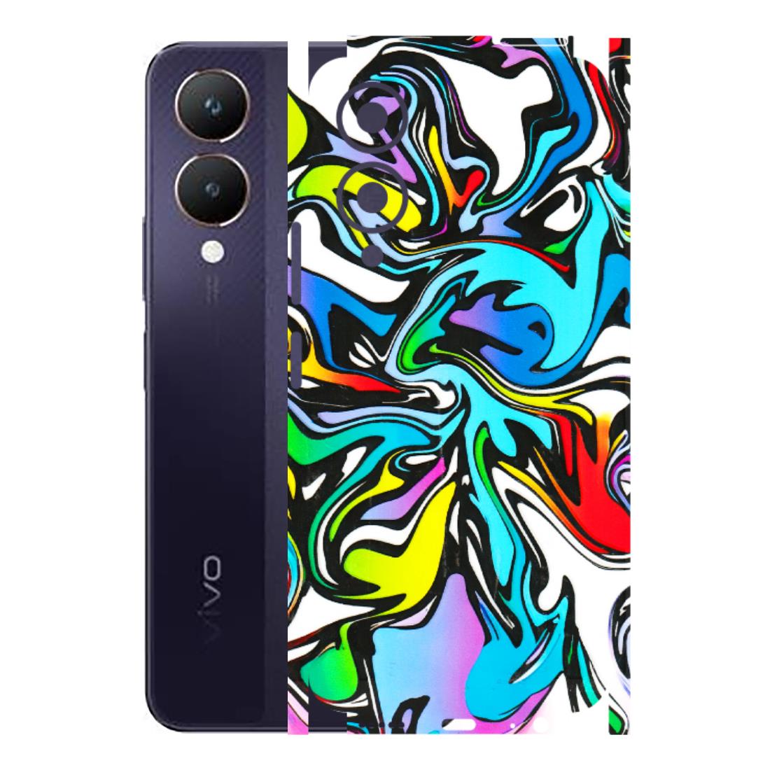 VIVO Y Series Phone Skins (All Models) - Abstract Colour Paints - 3D Embossed Finish (L-271) Vivo Y28 5G