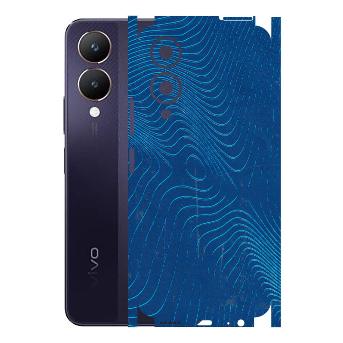VIVO Y Series Phone Skins (All Models) - Abstract Blue Line Map - 3D Embossed Finish (L-272) Vivo Y28 5G