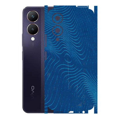 VIVO Y Series Phone Skins (All Models) - Abstract Blue Line Map - 3D Embossed Finish (L-272) Vivo Y28 5G