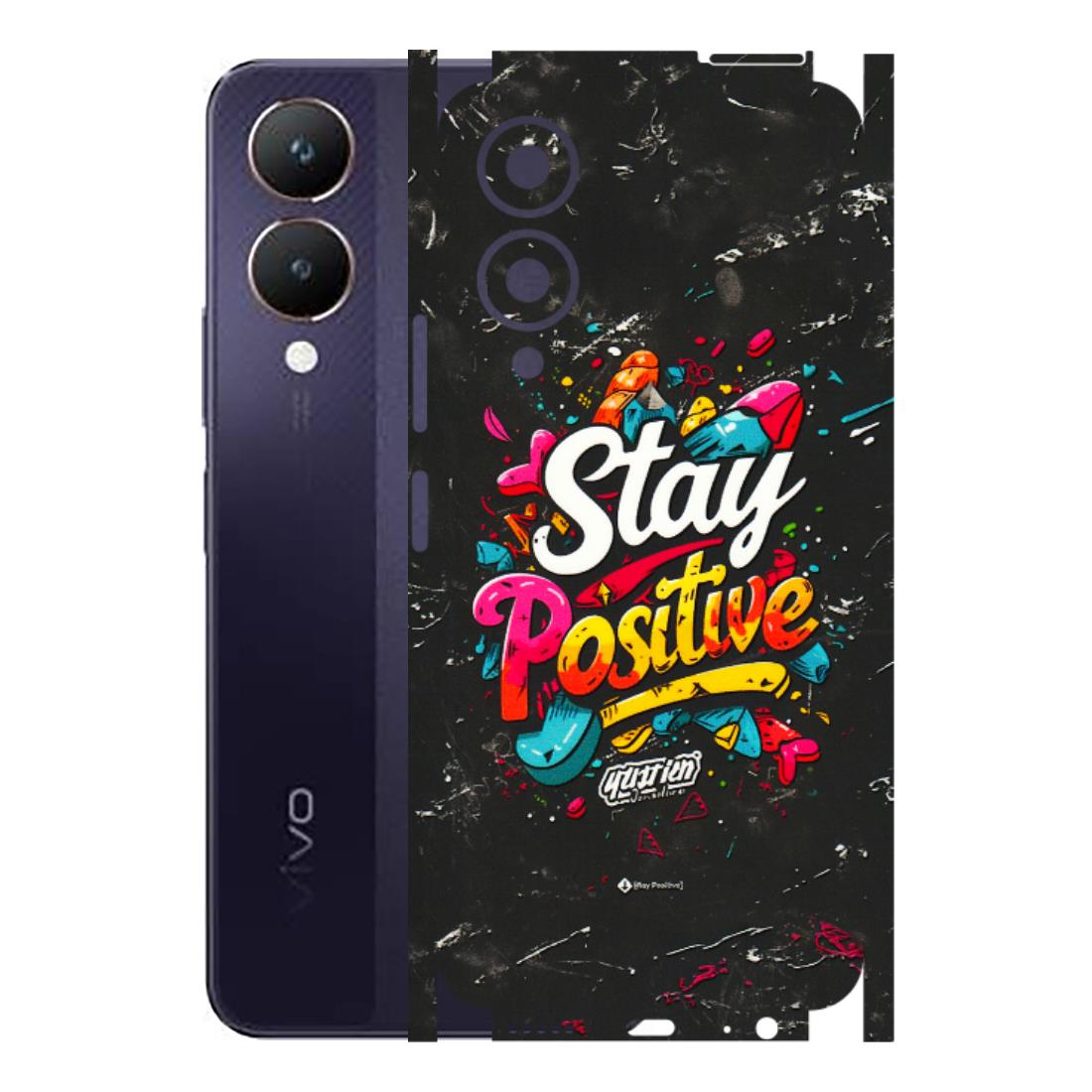 VIVO Y Series Phone Skins (All Models) - Stay Positive Black - 3D Embossed Finish (L-31) Vivo Y28 5G