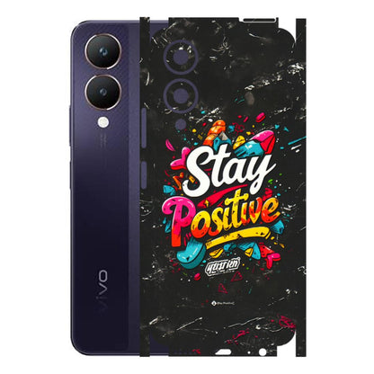 VIVO Y Series Phone Skins (All Models) - Stay Positive Black - 3D Embossed Finish (L-31) Vivo Y28 5G