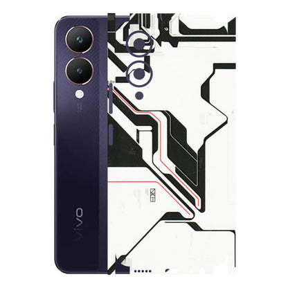 VIVO Y Series Phone Skins (All Models) - White Techy Logo - 3D Embossed Finish (L-312) Vivo Y28 5G