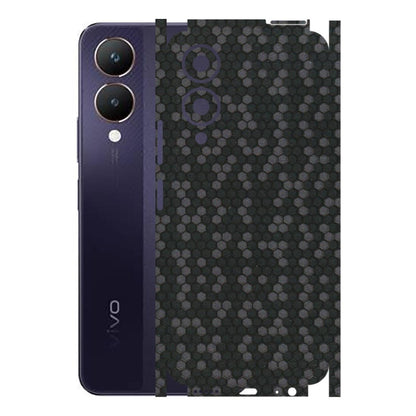 VIVO Y Series Phone Skins (All Models) - Black Grey Honeycomb Sober - 3D Embossed Finish (L-85) Vivo Y28 5G