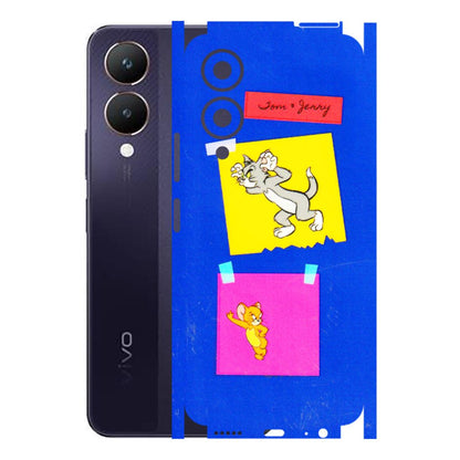 VIVO Y Series Phone Skins (All Models) - Tom N Jerry Sticky Notes - 3D Embossed Finish (L-88) Vivo Y28 5G