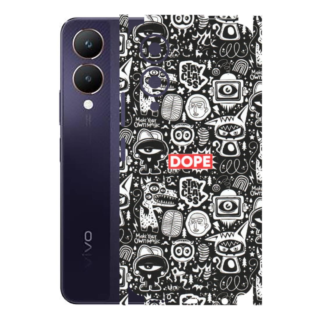 VIVO Y Series Phone Skins (All Models) - Dope Stay Classy Black Doodles - Matte Finish (M-126) Vivo Y28 5G