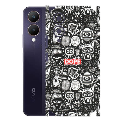 VIVO Y Series Phone Skins (All Models) - Dope Stay Classy Black Doodles - Matte Finish (M-126) Vivo Y28 5G