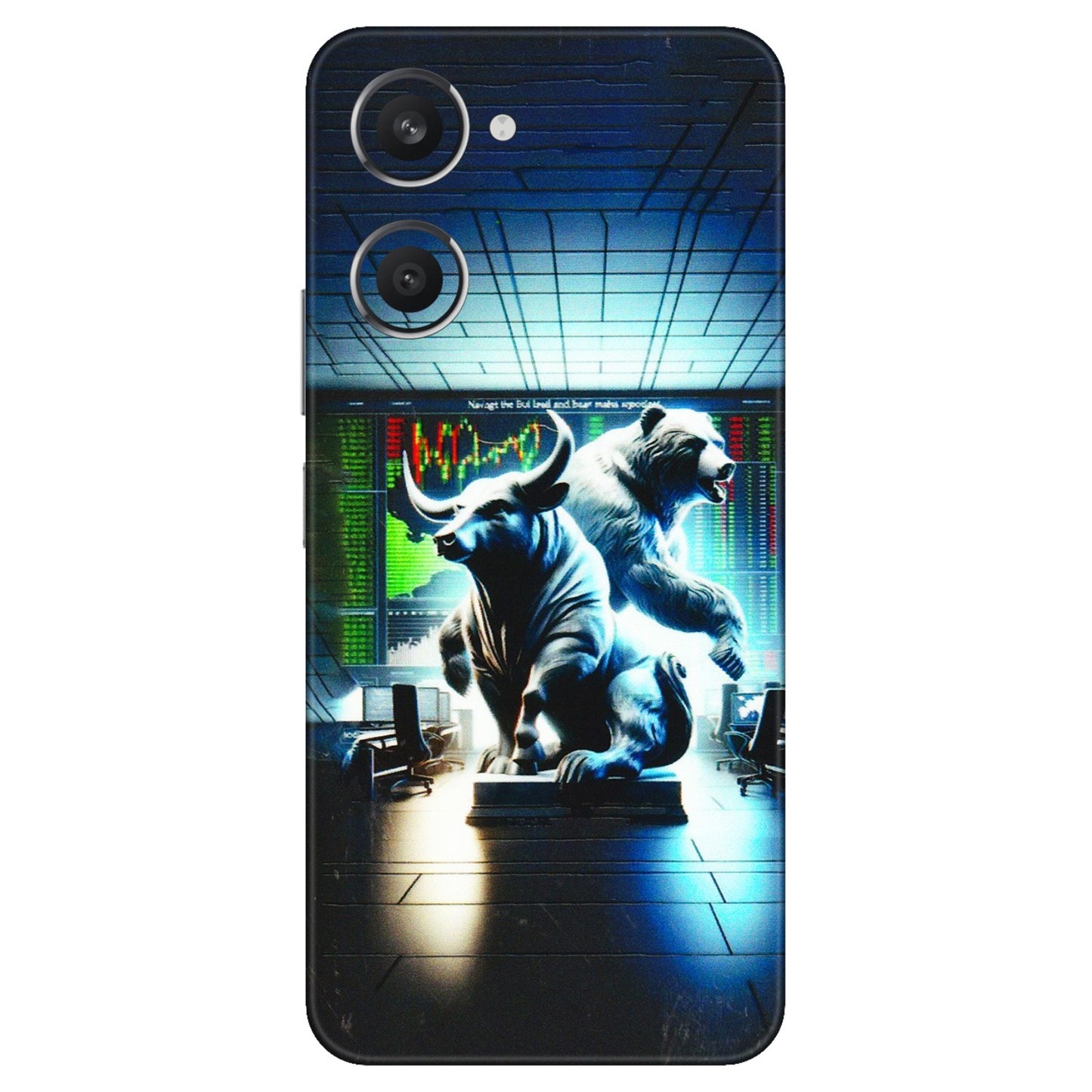 VIVO Y Series Phone Skins (All Models) - Stock Market Sensex Bear vs Bulls - 3D Embossed Finish (L-15) Vivo Y28S (5G)
