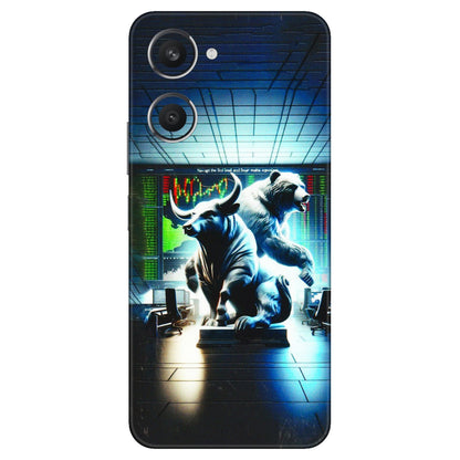 VIVO Y Series Phone Skins (All Models) - Stock Market Sensex Bear vs Bulls - 3D Embossed Finish (L-15) Vivo Y28S (5G)