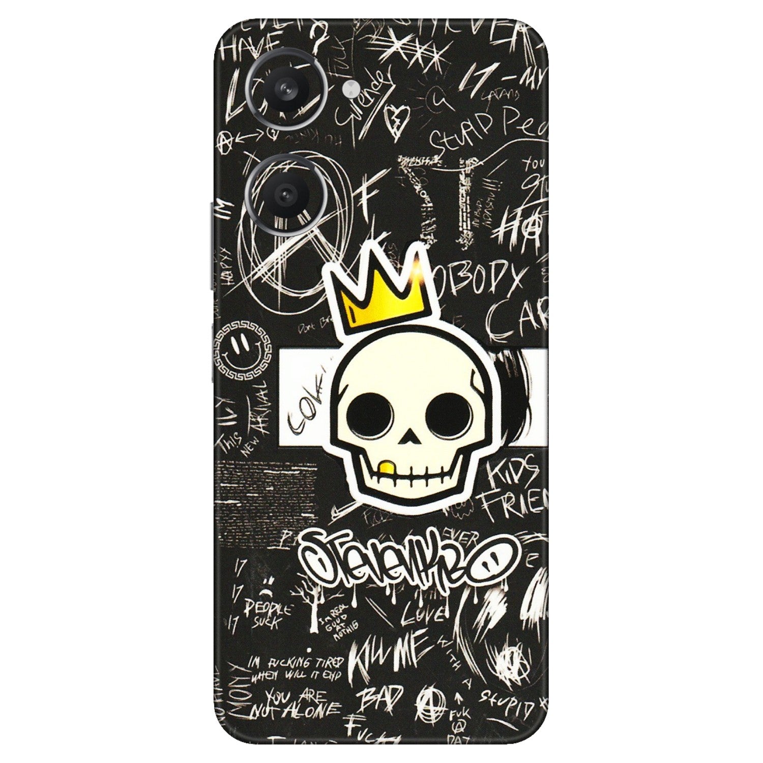 VIVO Y Series Phone Skins (All Models) - Funny Skull Black Chalk Grafitti - 3D Embossed Finish (L-22) Vivo Y28S (5G)