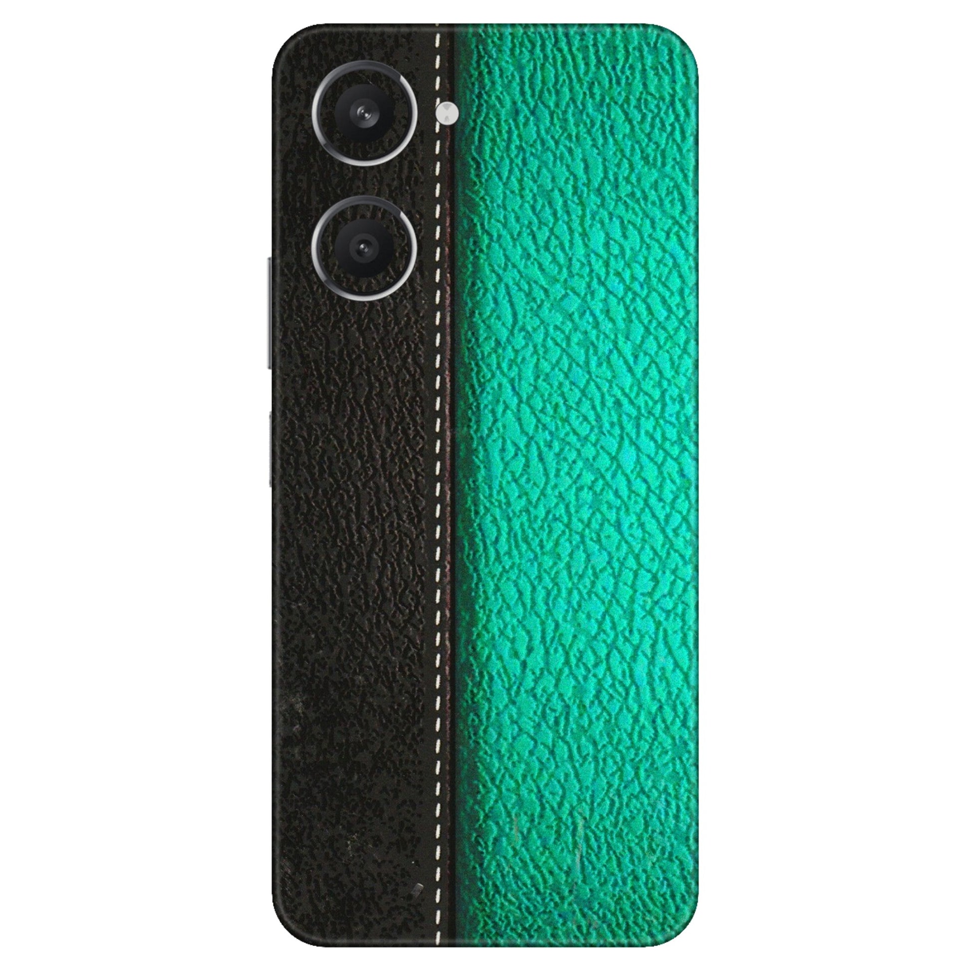 VIVO Y Series Phone Skins (All Models) - Black Green Dual Leather Stich - 3D Embossed Finish (L-233) Vivo Y28S (5G)