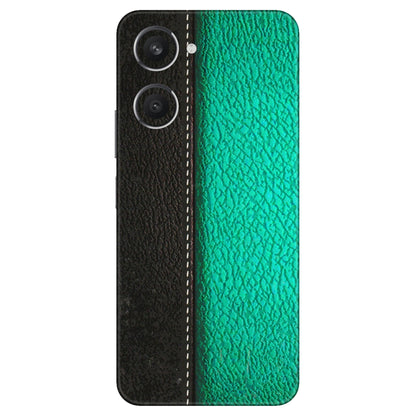 VIVO Y Series Phone Skins (All Models) - Black Green Dual Leather Stich - 3D Embossed Finish (L-233) Vivo Y28S (5G)