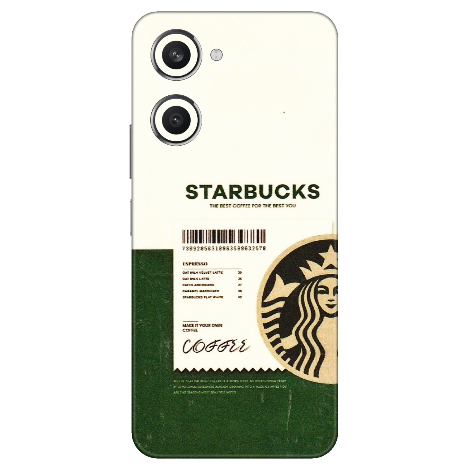 VIVO Y Series Phone Skins (All Models) - Starbucks Barcode - 3D Embossed Finish (L-308) Vivo Y28S (5G)