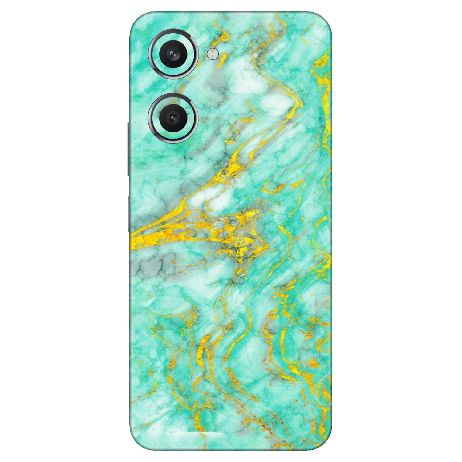 VIVO Y Series Phone Skins (All Models) - Green And Gold Marble Feel - Matte Finish (M-16) Vivo Y28S (5G)