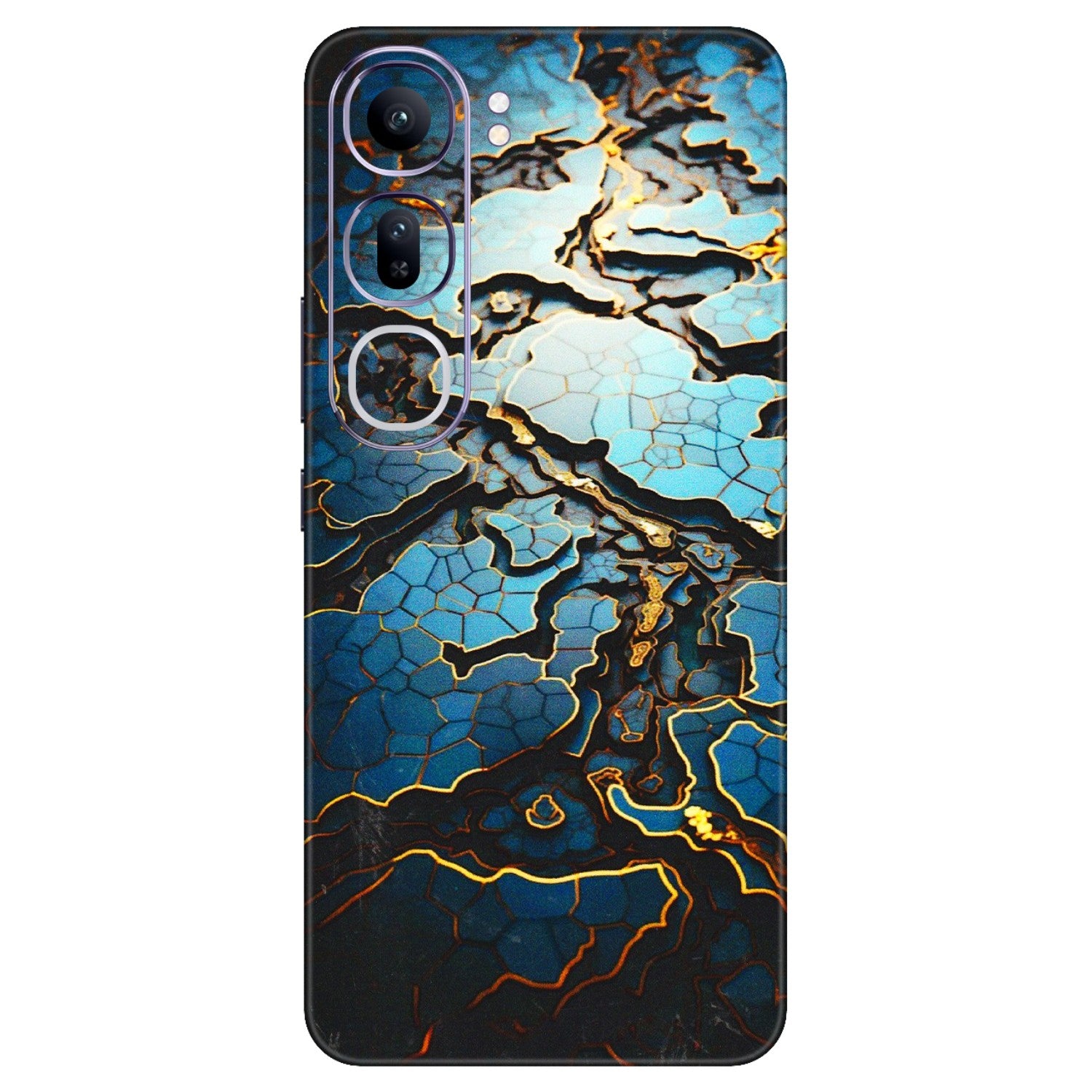 VIVO Y Series Phone Skins (All Models) - Blue Gold Abstract - 3D Embossed Finish (L-11) Vivo Y300 (5G)