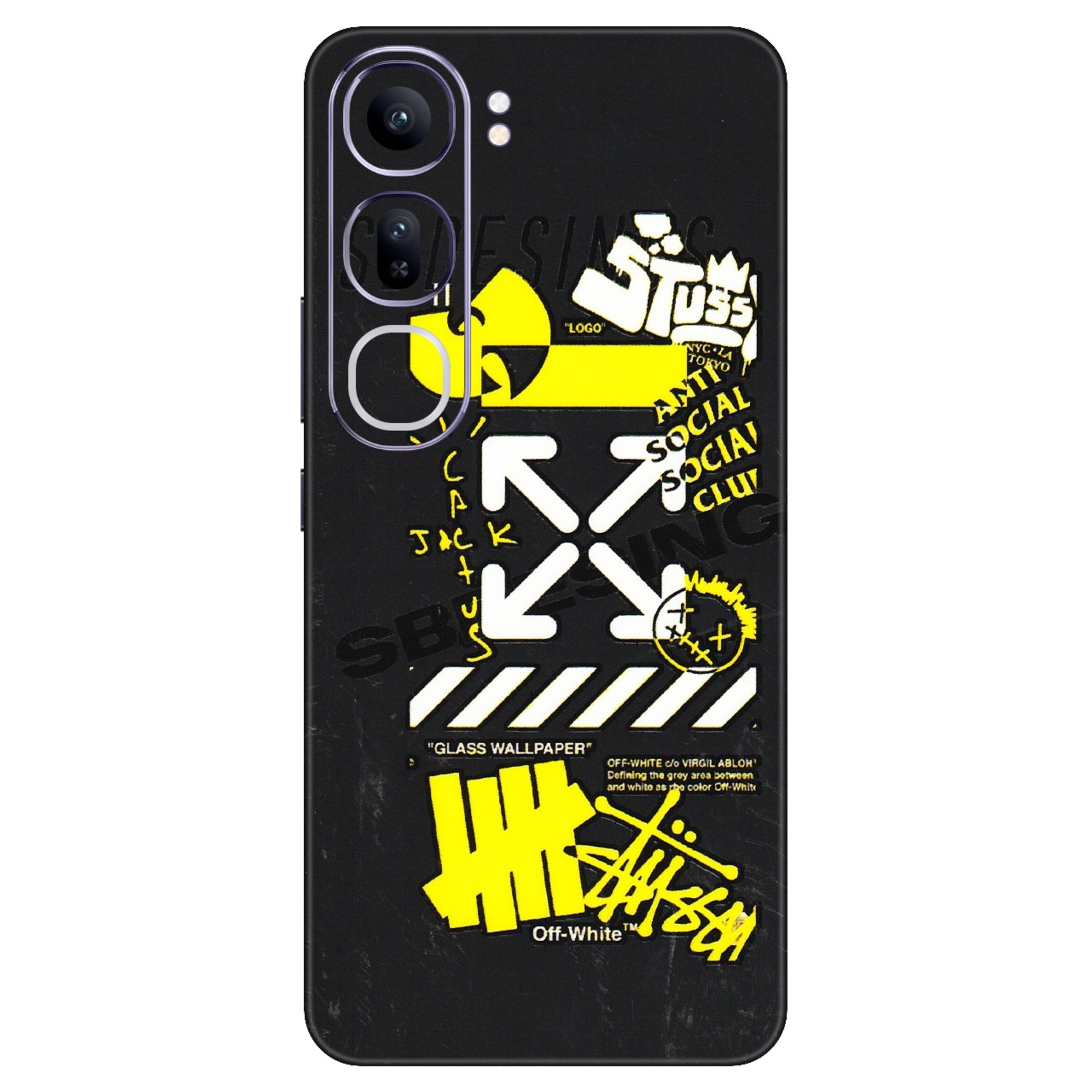 VIVO Y Series Phone Skins (All Models) - Anti Social Graffiti - 3D Embossed Finish (L-198) Vivo Y300 (5G)