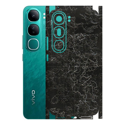 VIVO Y Series Phone Skins (All Models) - Black map Texture - 3D Embossed Finish (L-201) Vivo Y300 (5G)