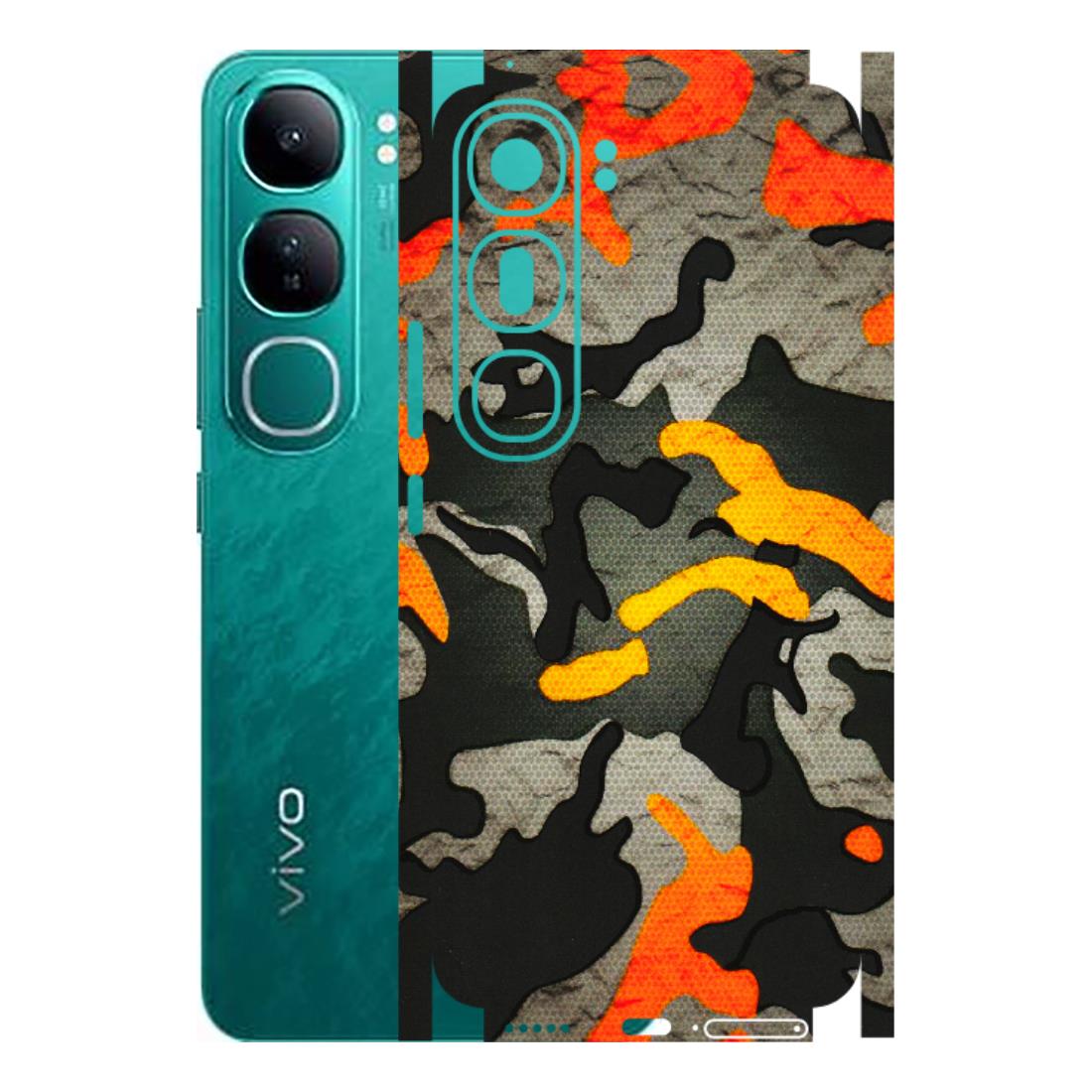 VIVO Y Series Phone Skins (All Models) - Orange Camouflage - 3D Embossed Finish (L-204) Vivo Y300 (5G)