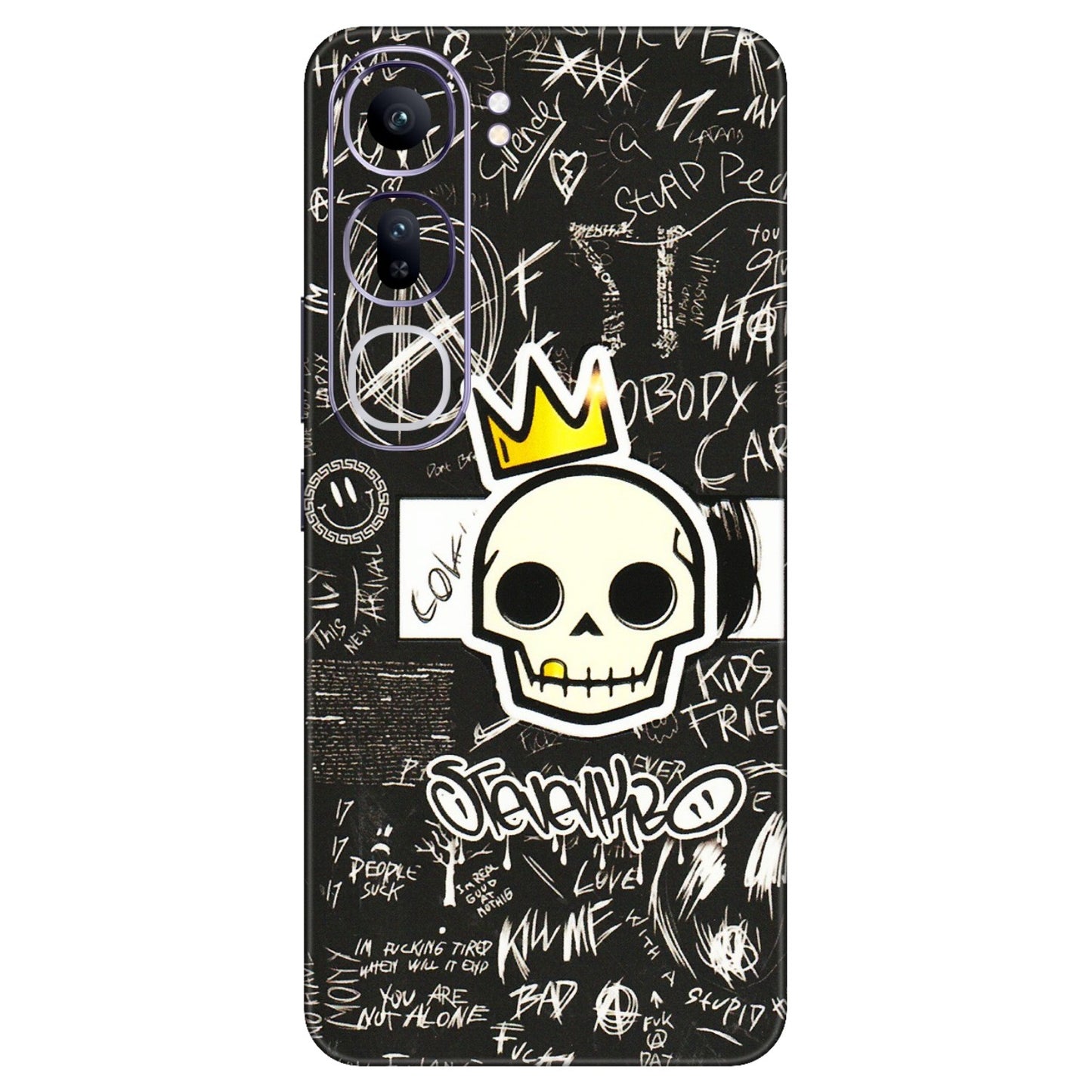 VIVO Y Series Phone Skins (All Models) - Funny Skull Black Chalk Grafitti - 3D Embossed Finish (L-22) Vivo Y300 (5G)