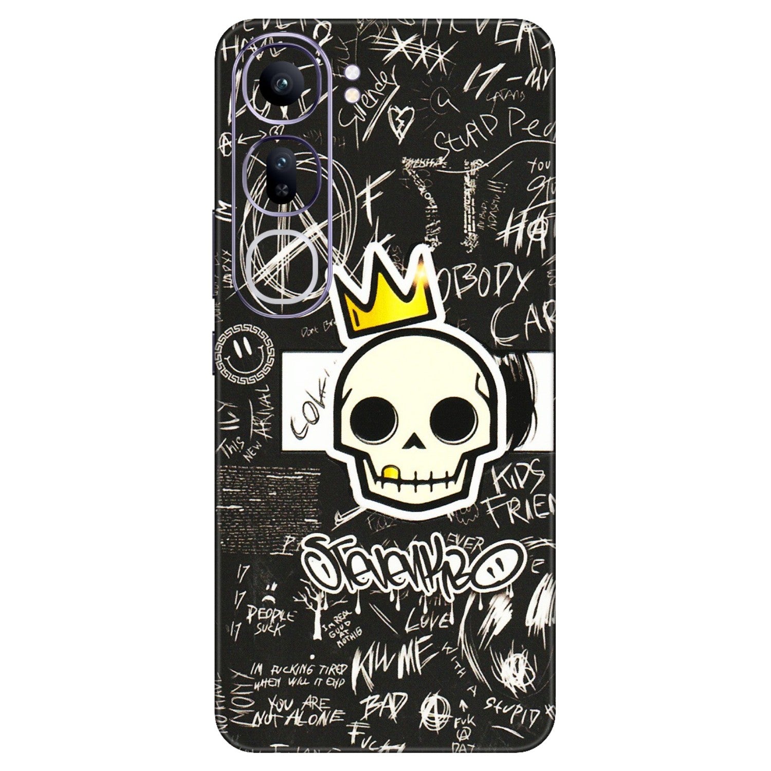 VIVO Y Series Phone Skins (All Models) - Funny Skull Black Chalk Grafitti - 3D Embossed Finish (L-22) Vivo Y300 (5G)