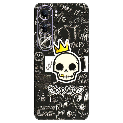 VIVO Y Series Phone Skins (All Models) - Funny Skull Black Chalk Grafitti - 3D Embossed Finish (L-22) Vivo Y300 (5G)