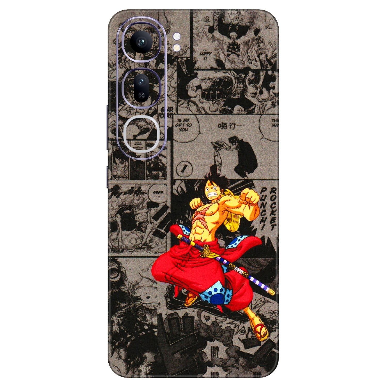 VIVO Y Series Phone Skins (All Models) - One Piece Rocket Punch Manga - 3D Embossed Finish (L-25) Vivo Y300 (5G)