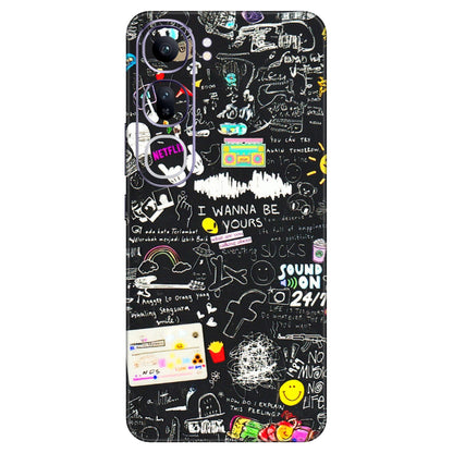 VIVO Y Series Phone Skins (All Models) - Black Creatives Doodles - 3D Embossed Finish (L-311) Vivo Y300 (5G)