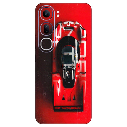 VIVO Y Series Phone Skins (All Models) - Red Porsche Car Logo - 3D Embossed Finish (L-315) Vivo Y300 (5G)