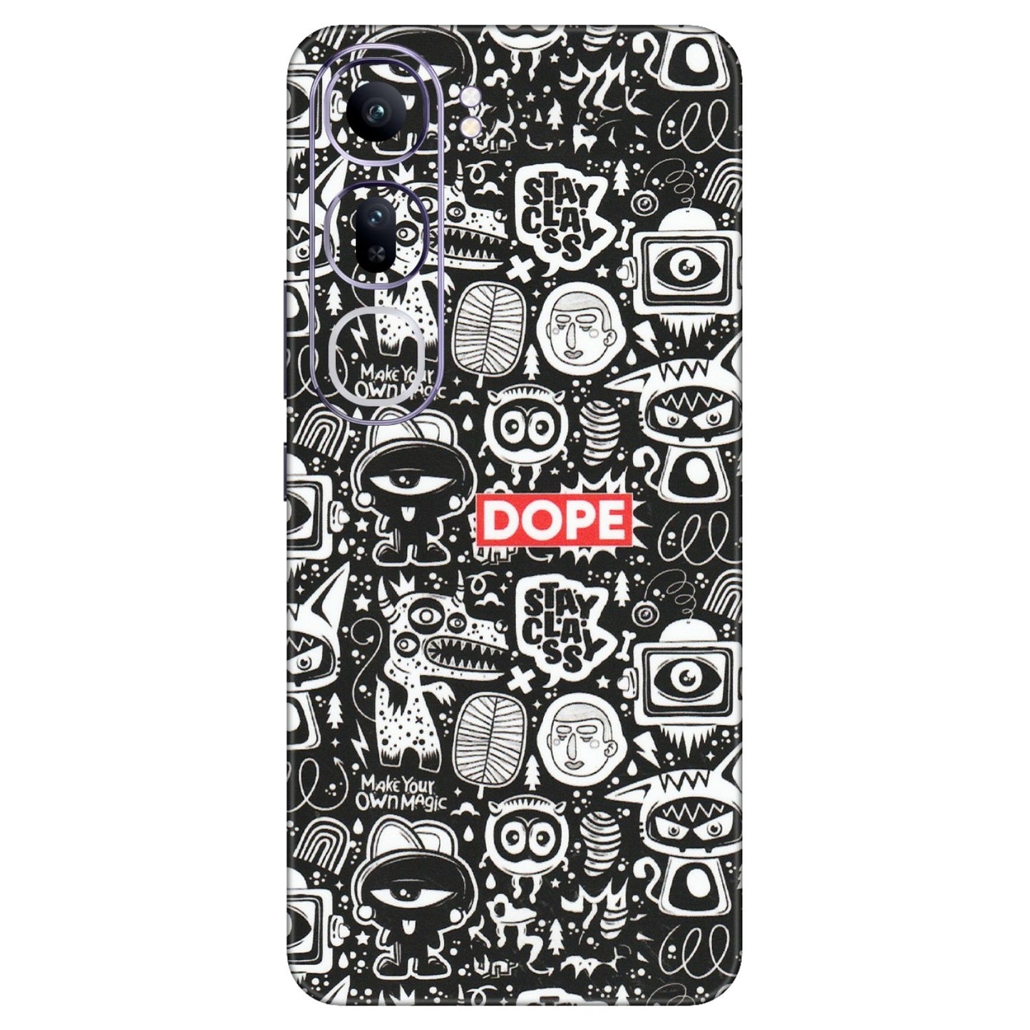 VIVO Y Series Phone Skins (All Models) - Dope Stay Classy Black Doodles - Matte Finish (M-126) Vivo Y300 (5G)