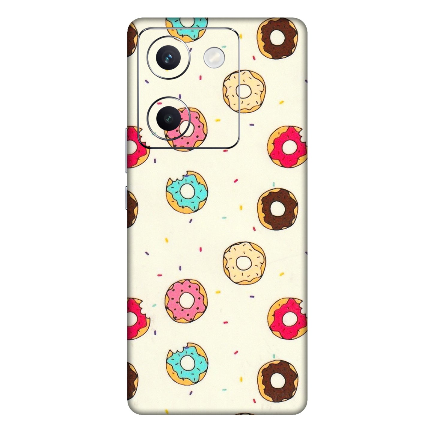 VIVO Y Series Phone Skins (All Models) - Mini Donuts Doodle Art - 3D Embossed Finish (L-122) Vivo Y300 Plus (5G)