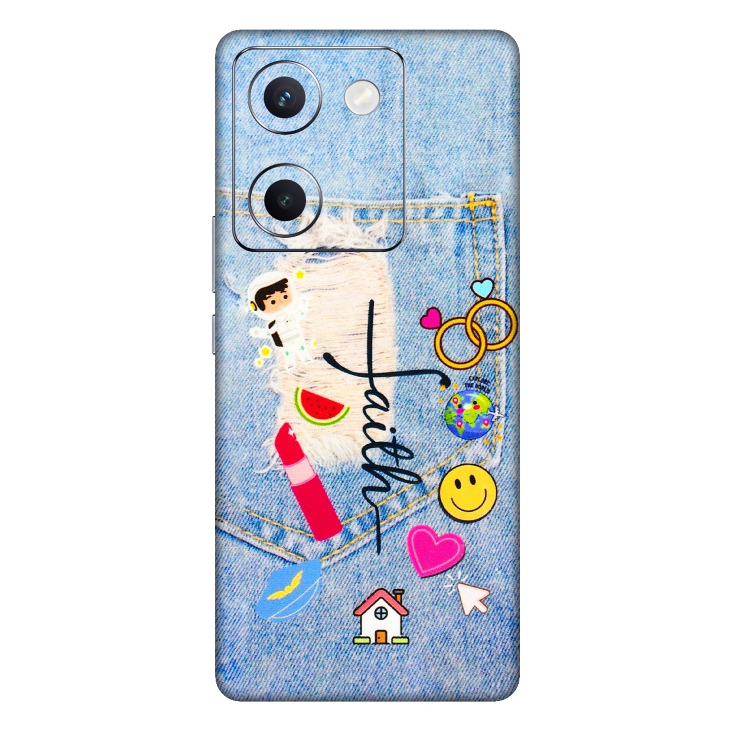 VIVO Y Series Phone Skins (All Models) - Denim Jeans Pocket - 3D Embossed Finish (L-134) Vivo Y300 Plus (5G)