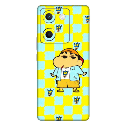VIVO Y Series Phone Skins (All Models) - Yellow Blue Shinchan Cute - 3D Embossed Finish (L-221) Vivo Y300 Plus (5G)