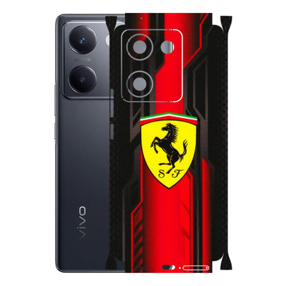 VIVO Y Series Phone Skins (All Models) - Black Ferrari Logo - 3D Embossed Finish (L-253) Vivo Y300 Plus (5G)