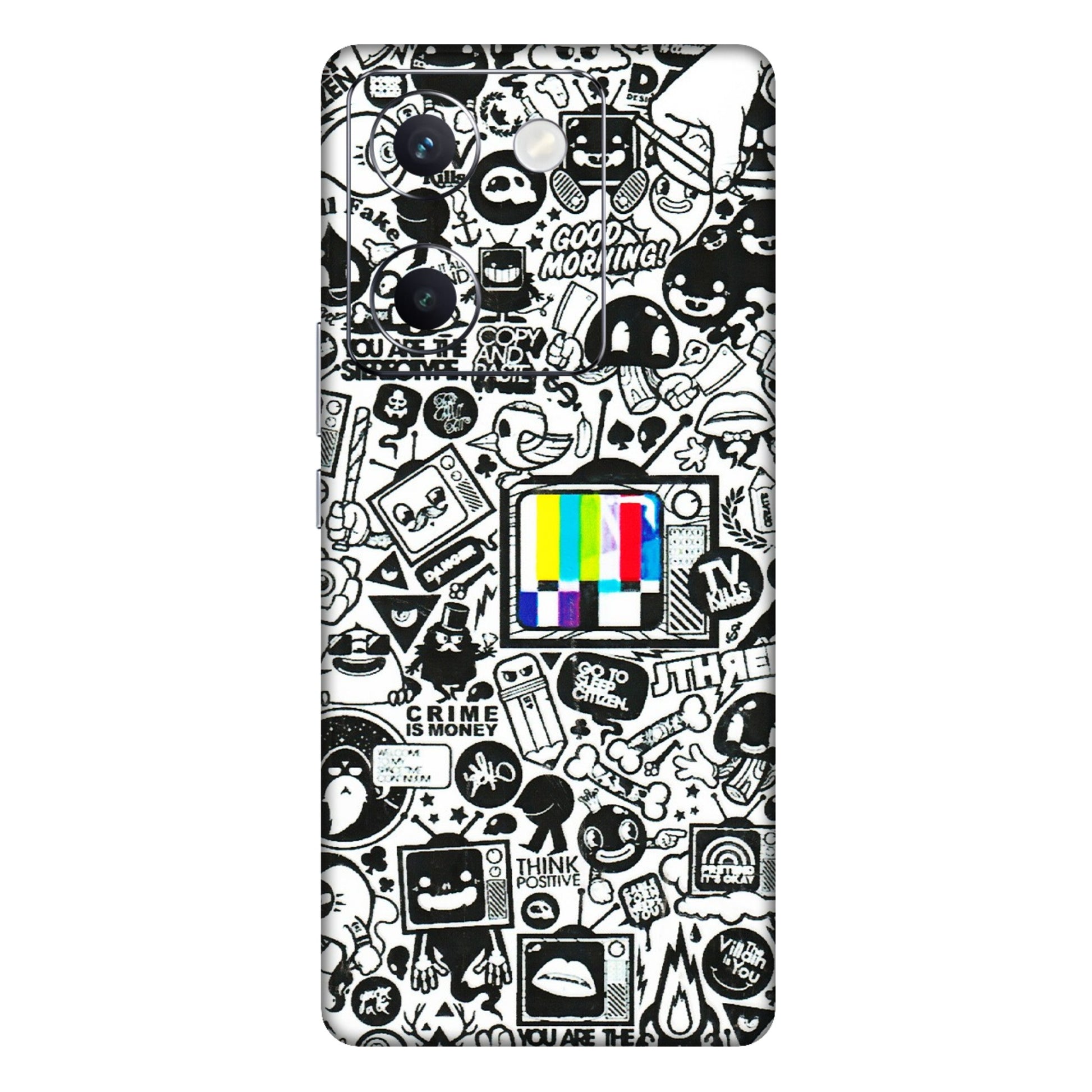 VIVO Y Series Phone Skins (All Models) - Doodles Positive Art - 3D Embossed Finish (L-263) Vivo Y300 Plus (5G)