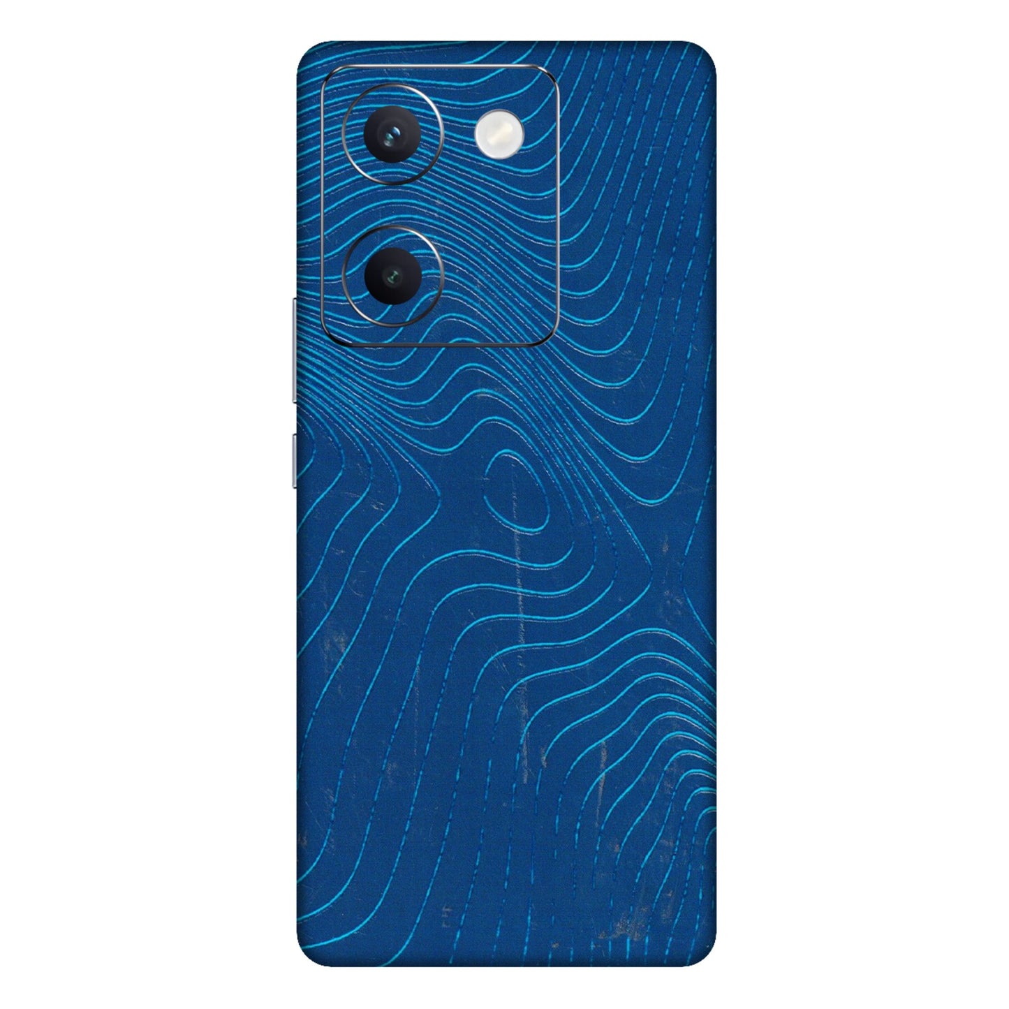 VIVO Y Series Phone Skins (All Models) - Abstract Blue Line Map - 3D Embossed Finish (L-272) Vivo Y300 Plus (5G)