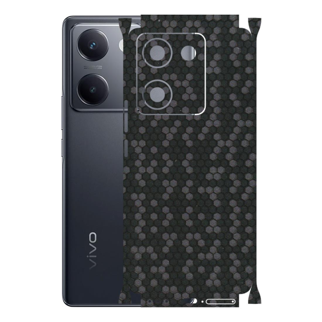 VIVO Y Series Phone Skins (All Models) - Black Grey Honeycomb Sober - 3D Embossed Finish (L-85) Vivo Y300 Plus (5G)