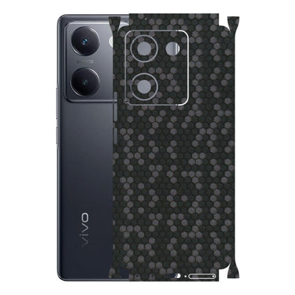 VIVO Y Series Phone Skins (All Models) - Black Grey Honeycomb Sober - 3D Embossed Finish (L-85) Vivo Y300 Plus (5G)
